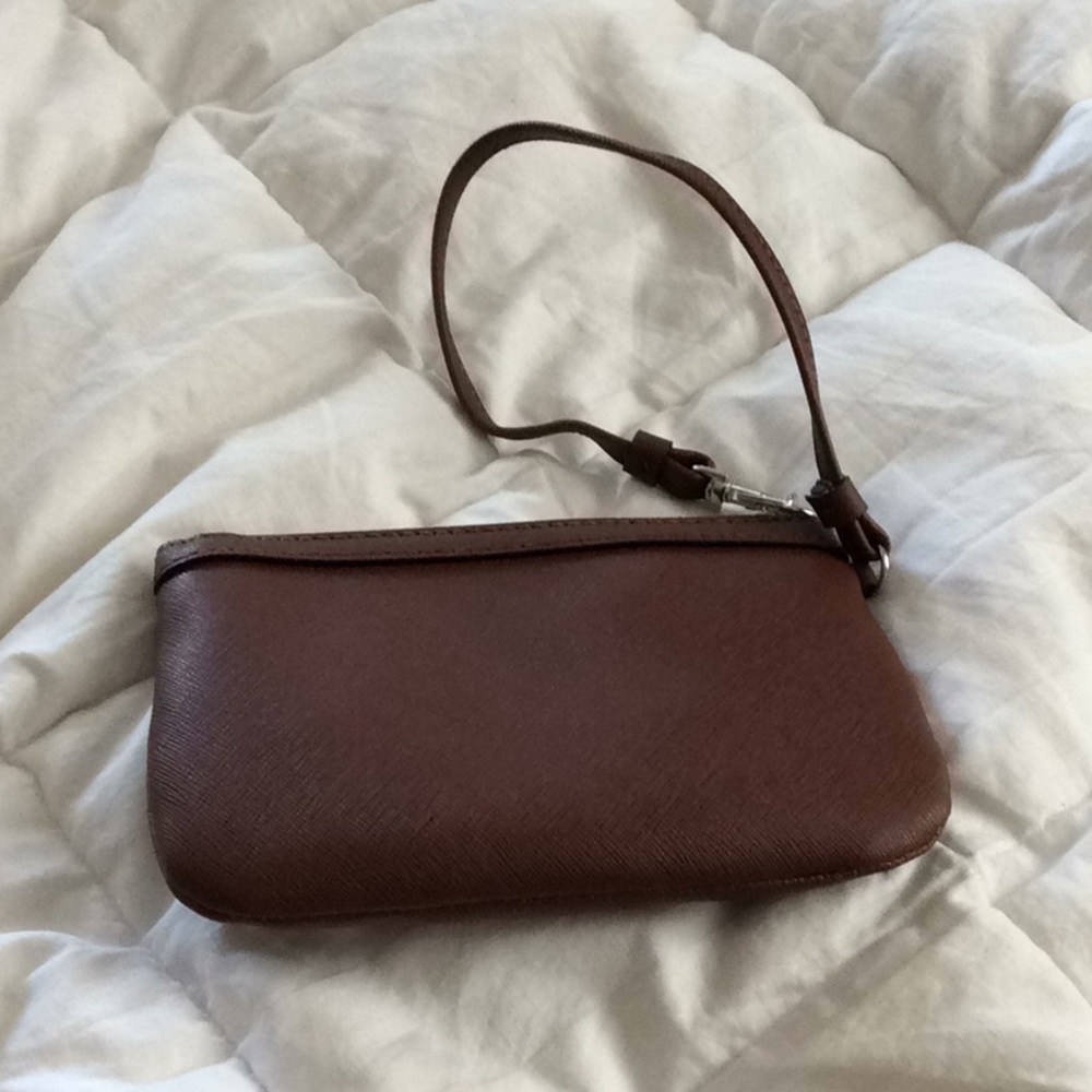 New Brown leather wristlet